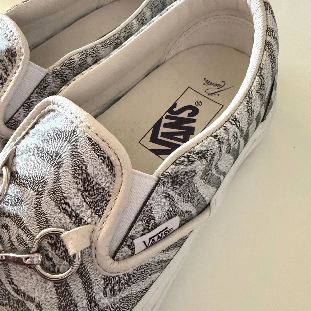 Vans Vault x Needles Classic Slip-On V Zebra Leopard Animal Print Bit Charms